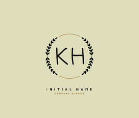 K H KH Beauty vector initial logo, handwriting logo of initial signature, wedding, fashion, jewerly, boutique, floral and botanical with creative template for any company or business.