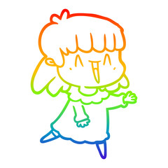 rainbow gradient line drawing cartoon woman