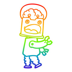 rainbow gradient line drawing cartoon robot