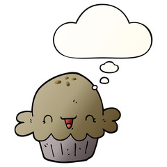 cute cartoon pie and thought bubble in smooth gradient style