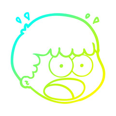 cold gradient line drawing cartoon male face