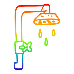 rainbow gradient line drawing cartoon shower head