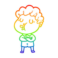 rainbow gradient line drawing cartoon man singing