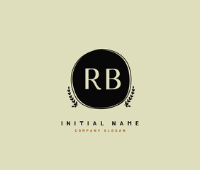 R B RB Beauty vector initial logo, handwriting logo of initial signature, wedding, fashion, jewerly, boutique, floral and botanical with creative template for any company or business.
