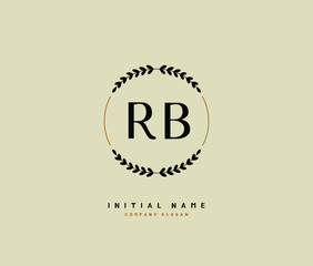 R B RB Beauty vector initial logo, handwriting logo of initial signature, wedding, fashion, jewerly, boutique, floral and botanical with creative template for any company or business.