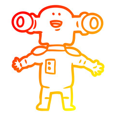 warm gradient line drawing friendly cartoon alien