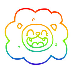 rainbow gradient line drawing cartoon happy lion