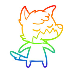 rainbow gradient line drawing friendly cartoon fox