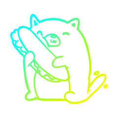 cold gradient line drawing cat loving the amazing sandwich he's just made for lunch