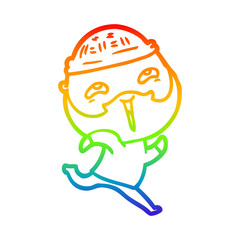 rainbow gradient line drawing cartoon happy bearded man