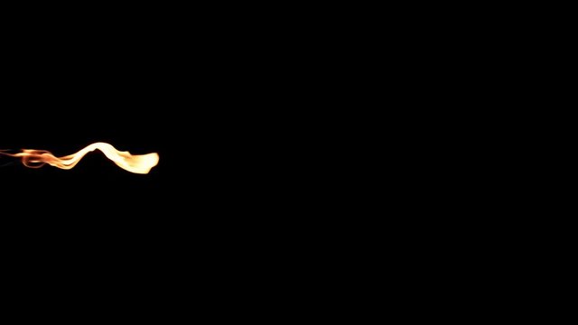 Slow motion flamethrower on black background