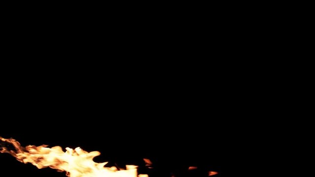 Slow motion flamethrower on black background