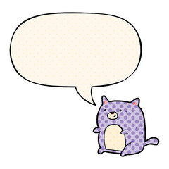 cartoon cat and speech bubble in comic book style