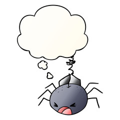 cartoon spider and thought bubble in smooth gradient style