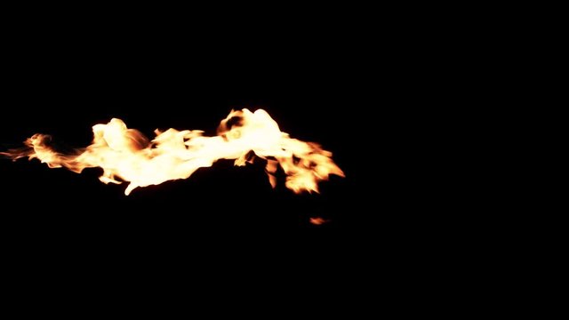 Slow motion flamethrower on black background