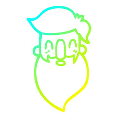 cold gradient line drawing cartoon man with beard