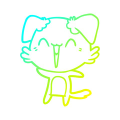 cold gradient line drawing happy little dog cartoon