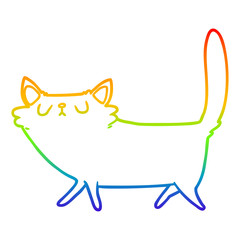 rainbow gradient line drawing cartoon black cat