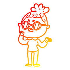 warm gradient line drawing cartoon annoyed woman