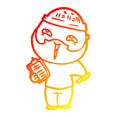 warm gradient line drawing cartoon happy bearded man