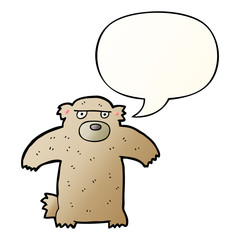 cartoon bear and speech bubble in smooth gradient style