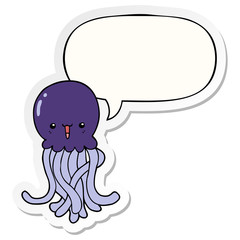 cartoon jellyfish and speech bubble sticker