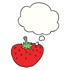 cartoon strawberry and thought bubble