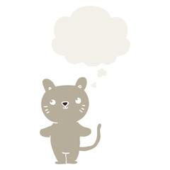 cartoon cat and thought bubble in retro style