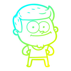 Obraz premium cold gradient line drawing cartoon happy man