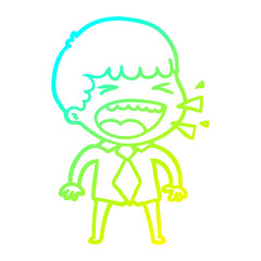 cold gradient line drawing cartoon laughing man