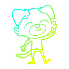 cold gradient line drawing cartoon dog