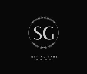S G SG Beauty vector initial logo, handwriting logo of initial signature, wedding, fashion, jewerly, boutique, floral and botanical with creative template for any company or business.