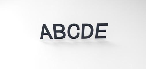 3D font "ABCDE" in white background