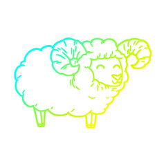 cold gradient line drawing cartoon ram