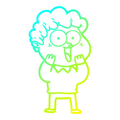 cold gradient line drawing cartoon happy man