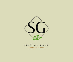 S G SG Beauty vector initial logo, handwriting logo of initial signature, wedding, fashion, jewerly, boutique, floral and botanical with creative template for any company or business.