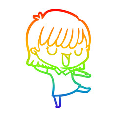 rainbow gradient line drawing cartoon woman