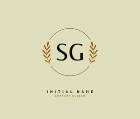 S G SG Beauty vector initial logo, handwriting logo of initial signature, wedding, fashion, jewerly, boutique, floral and botanical with creative template for any company or business.