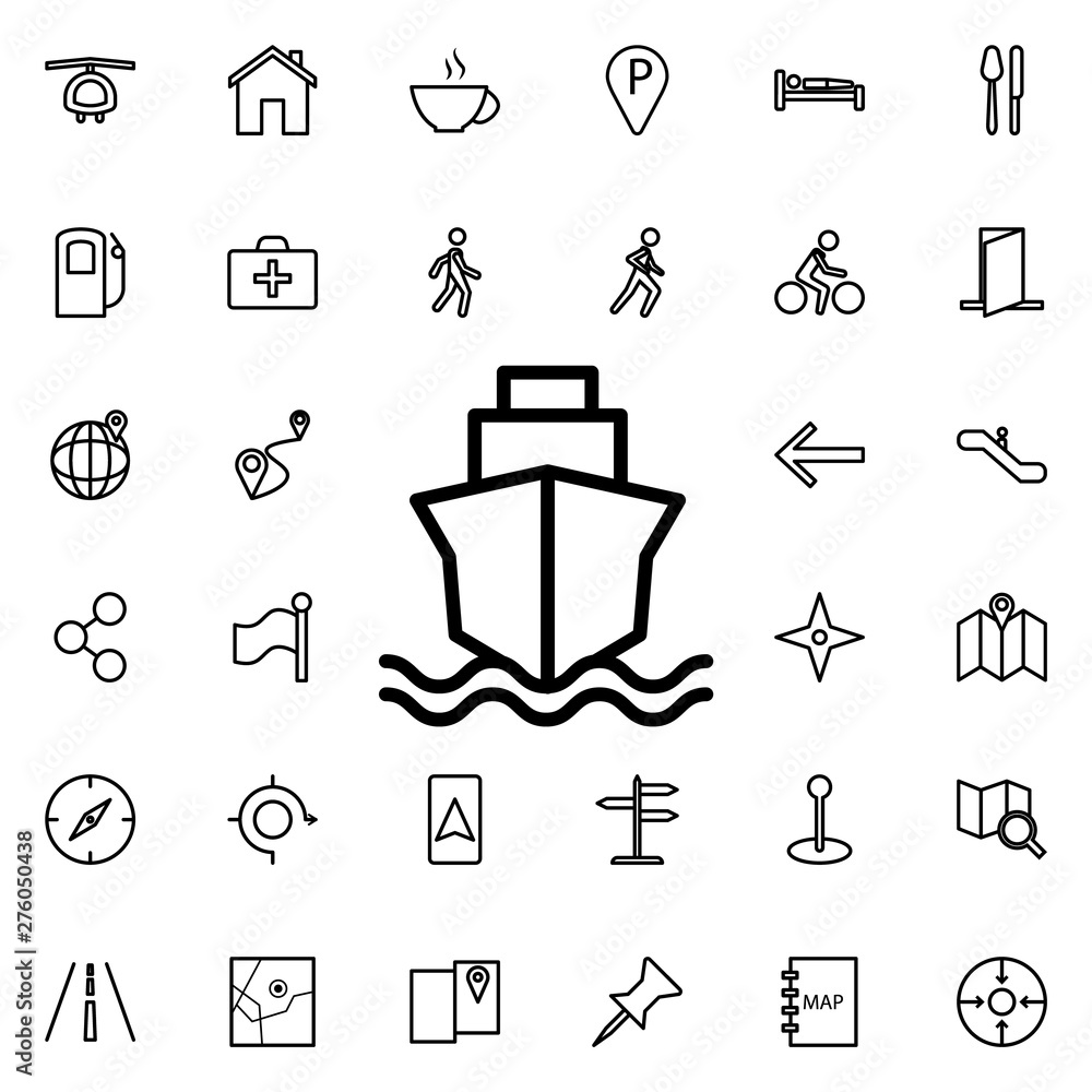 Poster ship icon. universal set of navigation for website design and development, app development