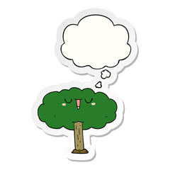 cartoon tree and thought bubble as a printed sticker