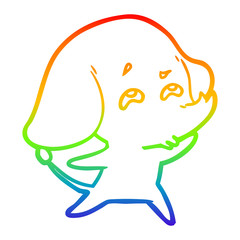rainbow gradient line drawing cartoon elephant remembering