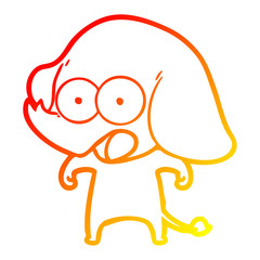 warm gradient line drawing cute cartoon elephant