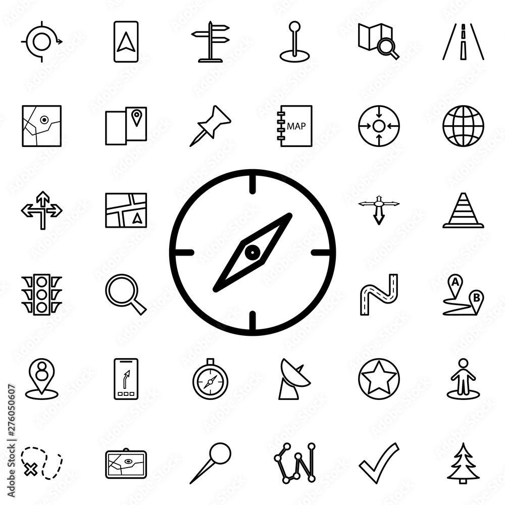 Poster compass icon. universal set of navigation for website design and development, app development