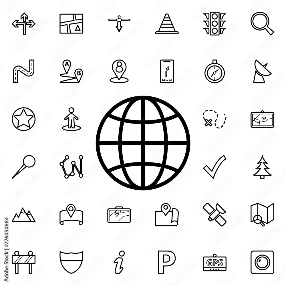 Aufkleber globe icon. universal set of navigation for website design and development, app development