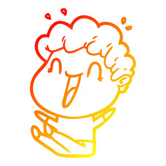 warm gradient line drawing cartoon happy man