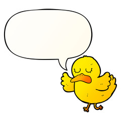 cartoon duck and speech bubble in smooth gradient style