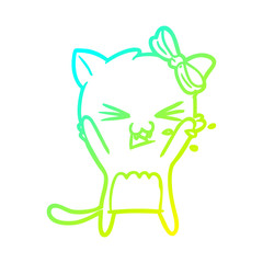 cold gradient line drawing cartoon cat
