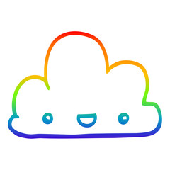 rainbow gradient line drawing cartoon tiny happy cloud