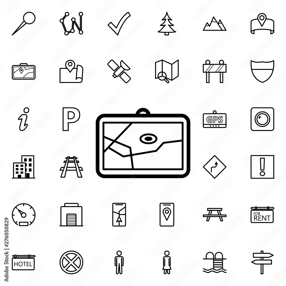 Poster map in navigator icon. universal set of navigation for website design and development, app developme
