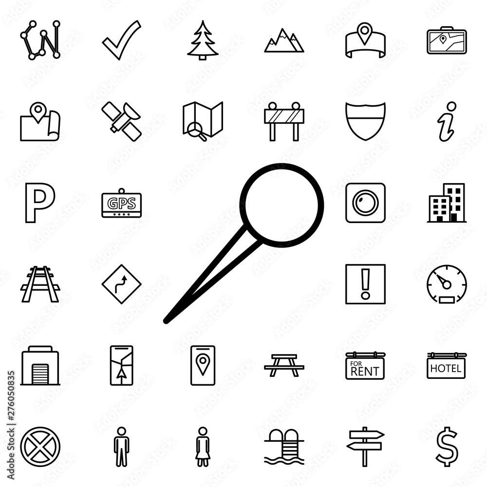 Poster needle pin icon. universal set of navigation for website design and development, app development
